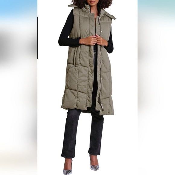 Avec Les Filles Quilted Longline Puffer Vest, Large, NWT - Picture 1 of 9